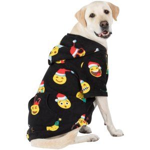 Merry Emoji Christmas Fleece Dog Hoodie - Large